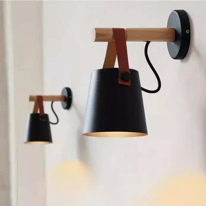 Coastal Bedside LED Wall Light – Leather and Wood Finish
