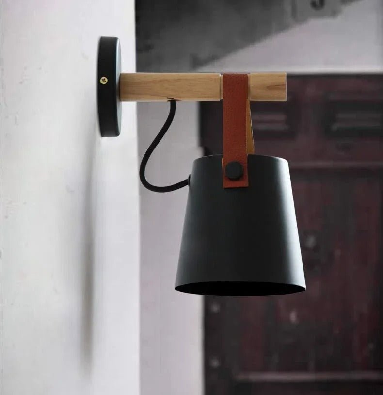 Coastal Bedside LED Wall Light – Leather and Wood Finish