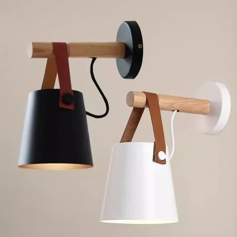 Coastal Bedside LED Wall Light – Leather and Wood Finish