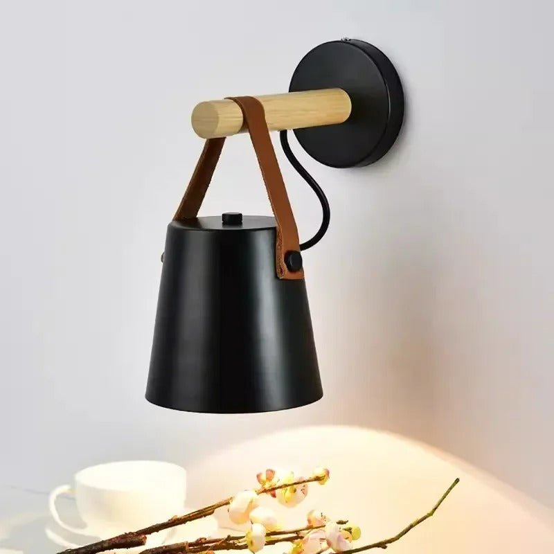 Coastal Bedside LED Wall Light – Leather and Wood Finish