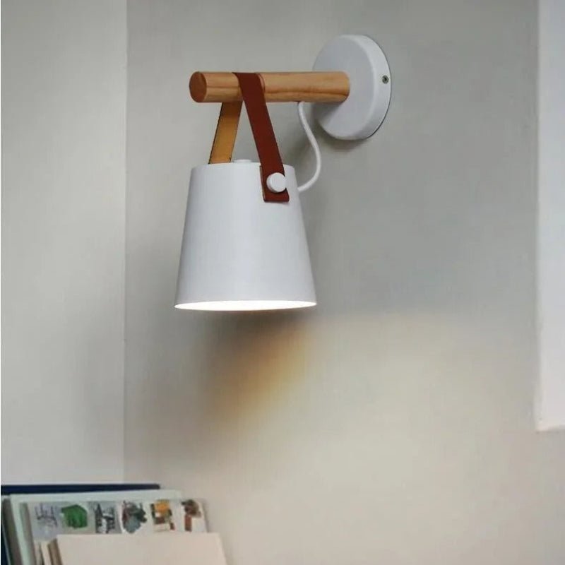 Coastal Bedside LED Wall Light – Leather and Wood Finish