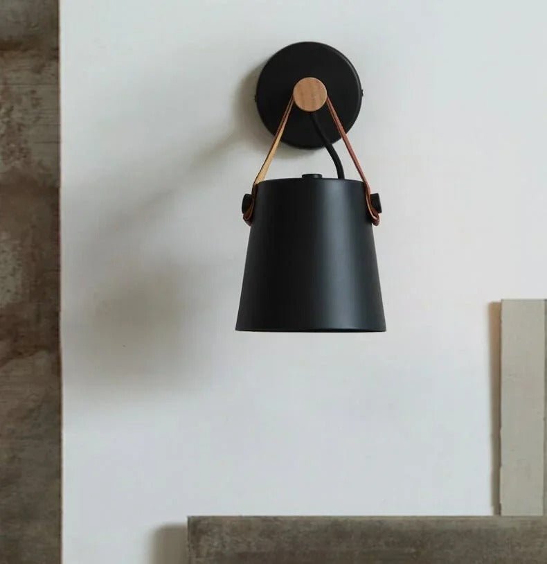 Coastal Bedside LED Wall Light – Leather and Wood Finish