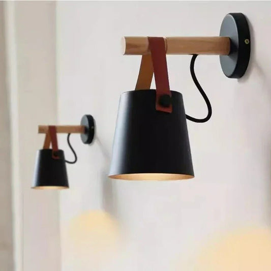 Coastal Bedside LED Wall Light – Leather and Wood Finish