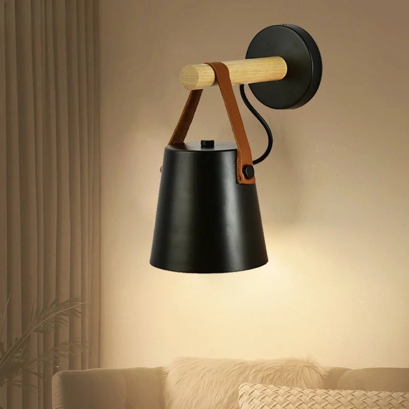 Coastal Bedside LED Wall Light – Leather and Wood Finish
