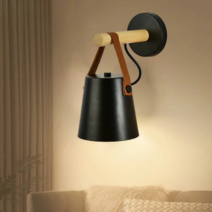 Coastal Bedside LED Wall Light – Leather and Wood Finish
