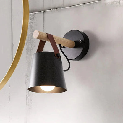 Coastal Bedside LED Wall Light – Leather and Wood Finish