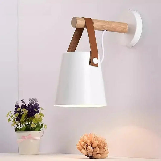 Coastal Bedside LED Wall Light – Leather and Wood Finish
