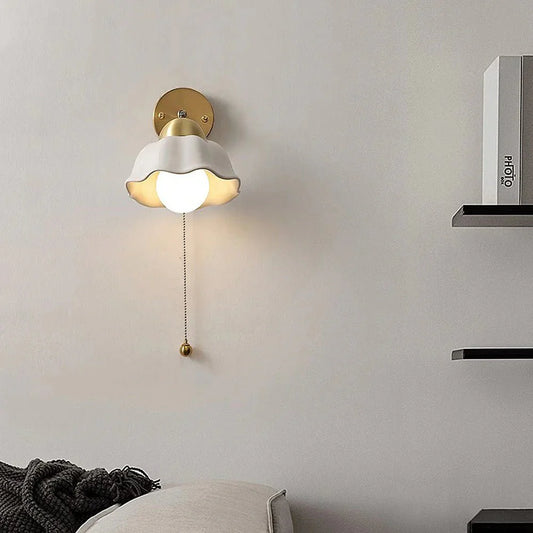Coastal Ceramic Flower Wall Light – Metal and Ceramic Design