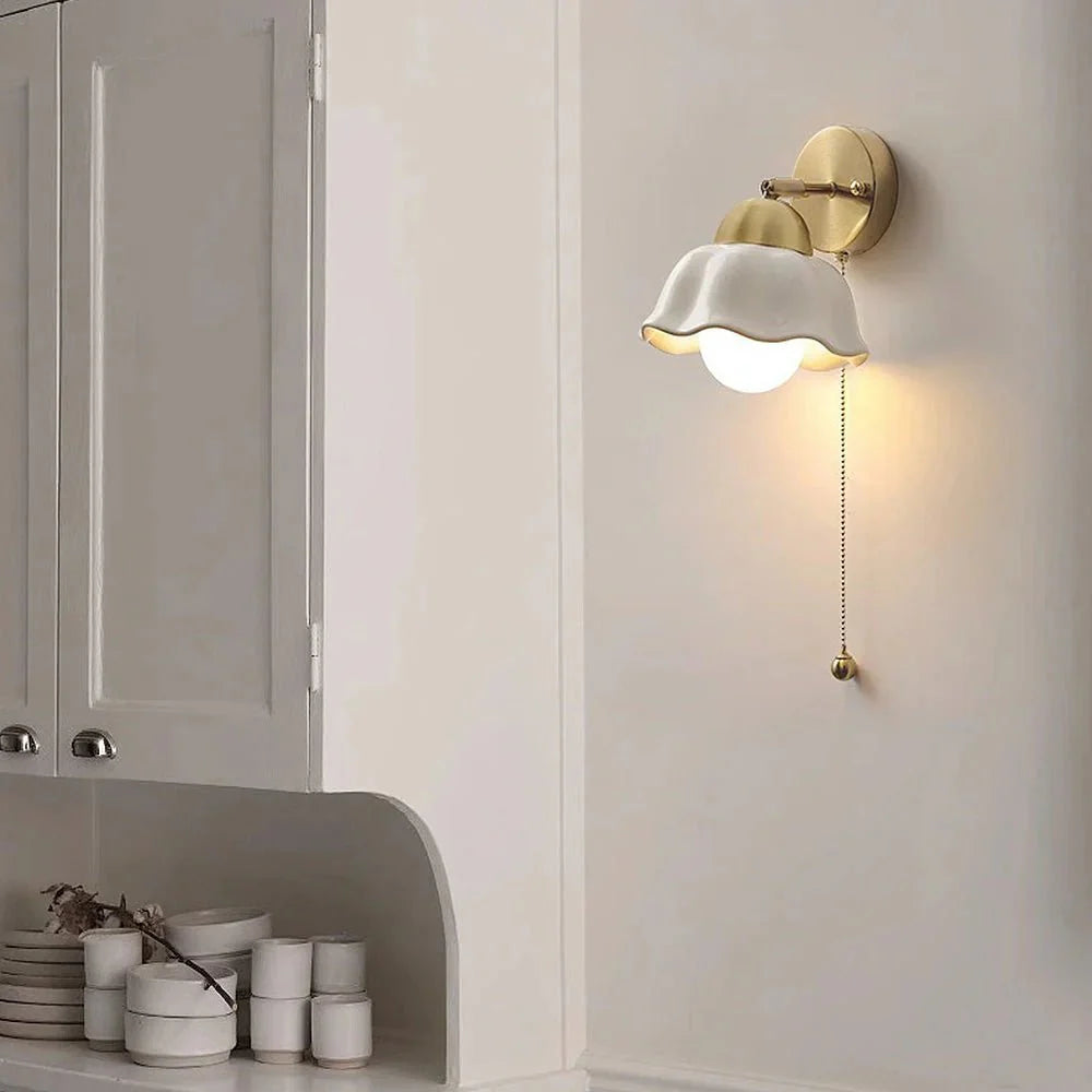 Coastal Ceramic Flower Wall Light – Metal and Ceramic Design